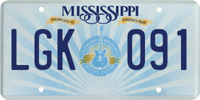 MS license plate LGK091