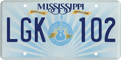 MS license plate LGK102