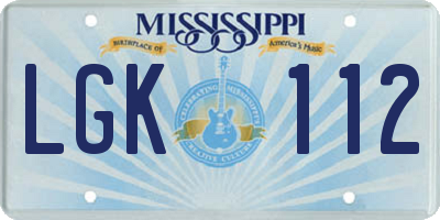 MS license plate LGK112