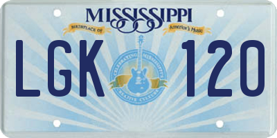 MS license plate LGK120