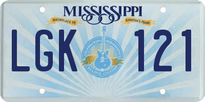 MS license plate LGK121