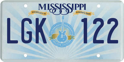 MS license plate LGK122