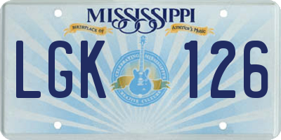 MS license plate LGK126