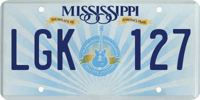 MS license plate LGK127
