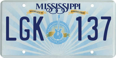MS license plate LGK137