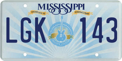 MS license plate LGK143