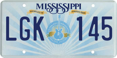 MS license plate LGK145