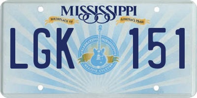 MS license plate LGK151
