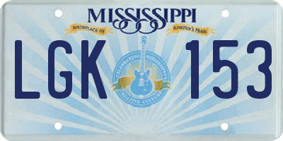 MS license plate LGK153