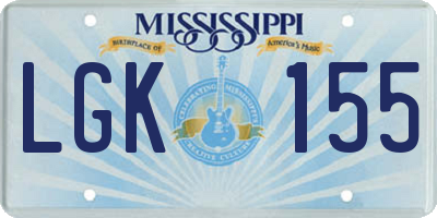 MS license plate LGK155