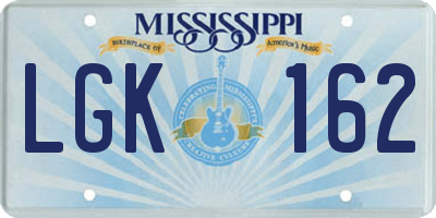 MS license plate LGK162