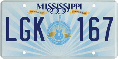 MS license plate LGK167