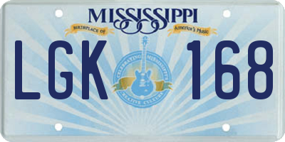 MS license plate LGK168