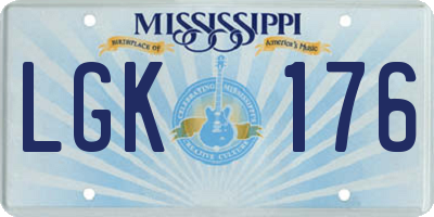 MS license plate LGK176