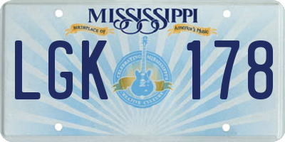 MS license plate LGK178