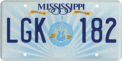 MS license plate LGK182