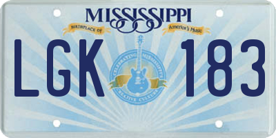 MS license plate LGK183
