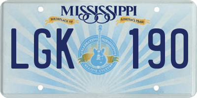 MS license plate LGK190