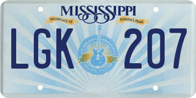 MS license plate LGK207