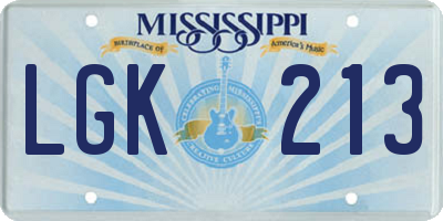 MS license plate LGK213