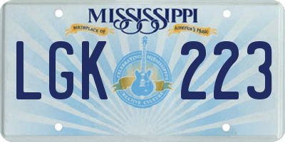MS license plate LGK223