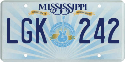 MS license plate LGK242