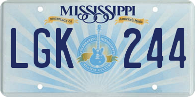 MS license plate LGK244
