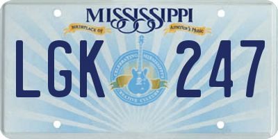 MS license plate LGK247