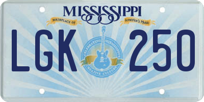 MS license plate LGK250