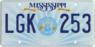 MS license plate LGK253