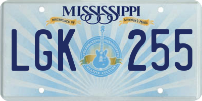 MS license plate LGK255