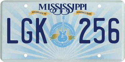 MS license plate LGK256