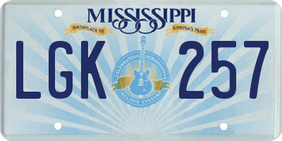 MS license plate LGK257
