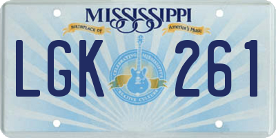 MS license plate LGK261