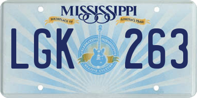 MS license plate LGK263