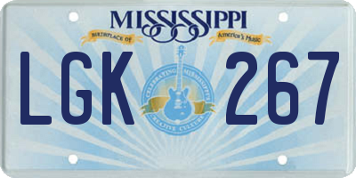 MS license plate LGK267