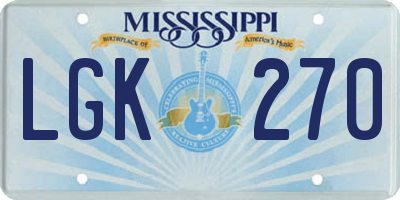 MS license plate LGK270