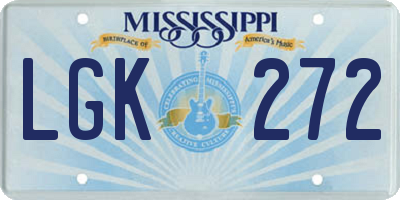 MS license plate LGK272