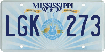 MS license plate LGK273