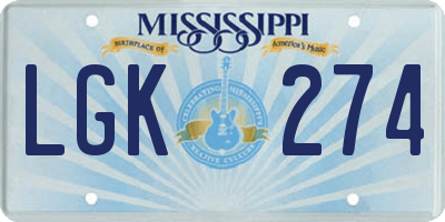 MS license plate LGK274
