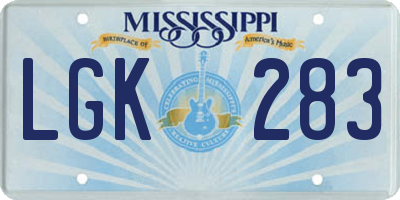 MS license plate LGK283