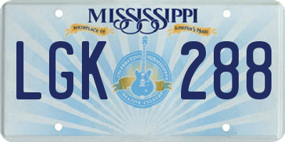 MS license plate LGK288