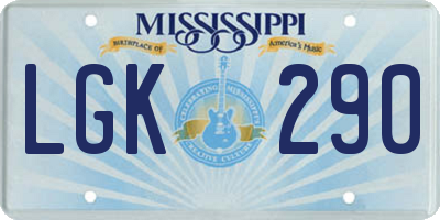 MS license plate LGK290