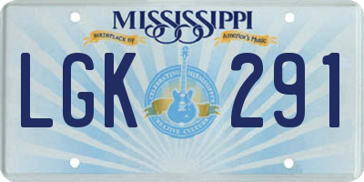 MS license plate LGK291