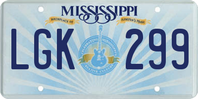 MS license plate LGK299