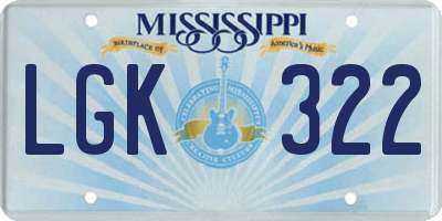 MS license plate LGK322