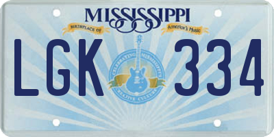 MS license plate LGK334
