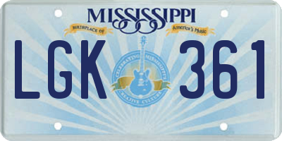 MS license plate LGK361