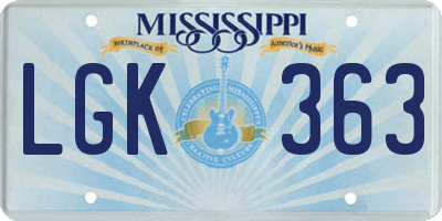 MS license plate LGK363