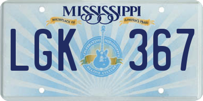 MS license plate LGK367